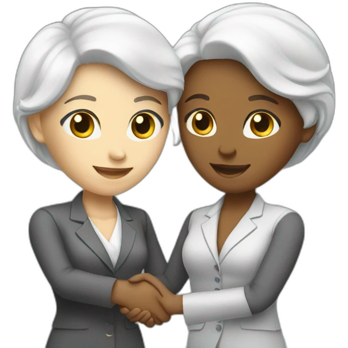 two white business women with different hair colors shaking hands emoji