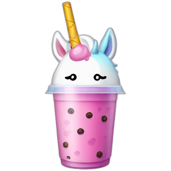 A bubble tea with a unicorn lid emoji