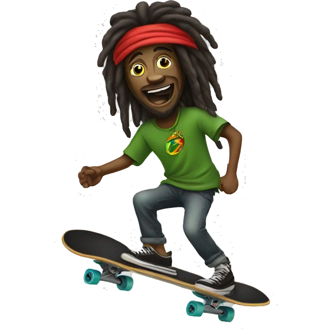 rasta on a skateboard  emoji