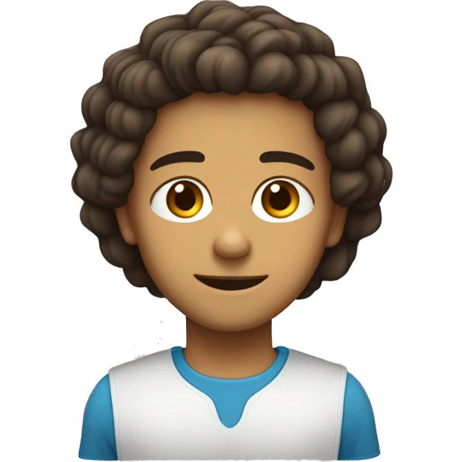 sou menino e sou humano e tenho olhos castanhos  e  tenho cabelo curto e liso e tenho pele clara. emoji