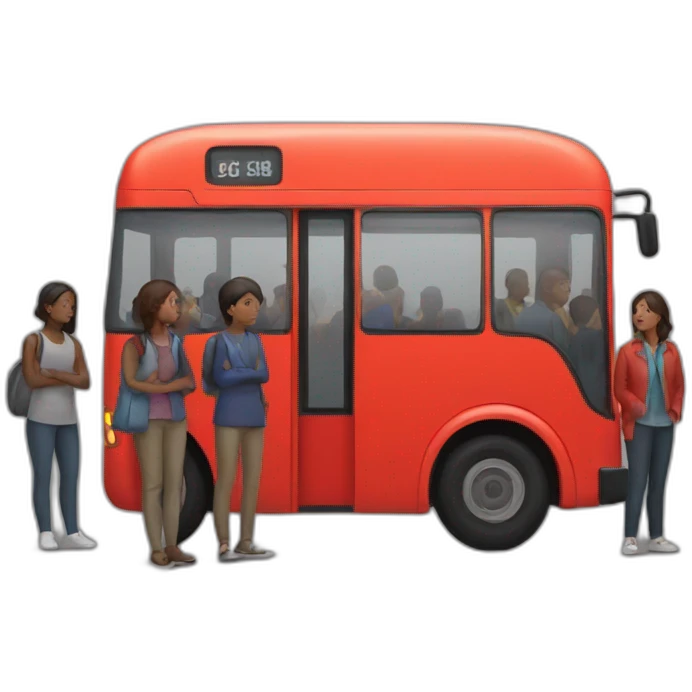people waiting for red bus emoji