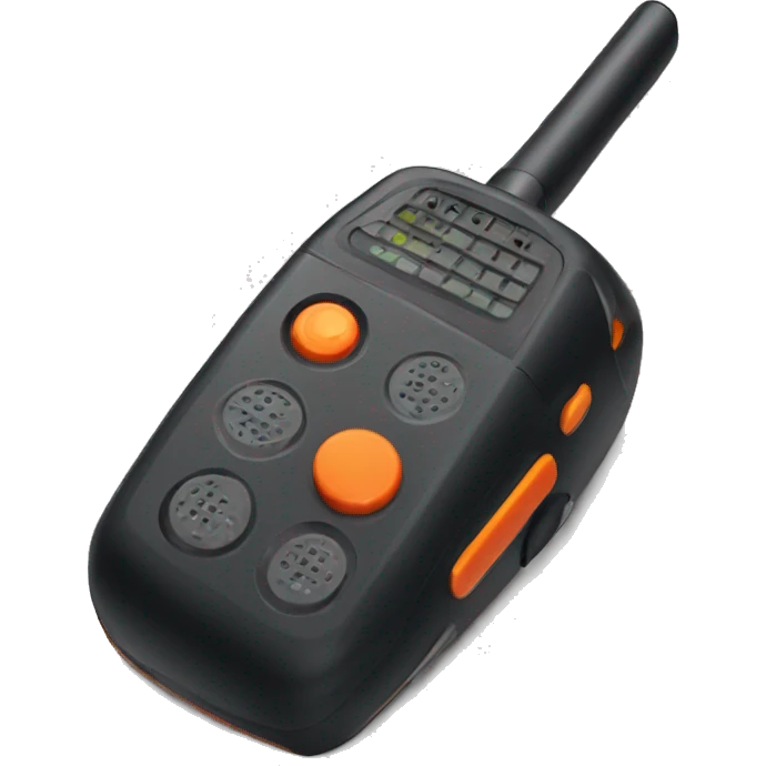 black walkie talkie with red-orange button on side emoji