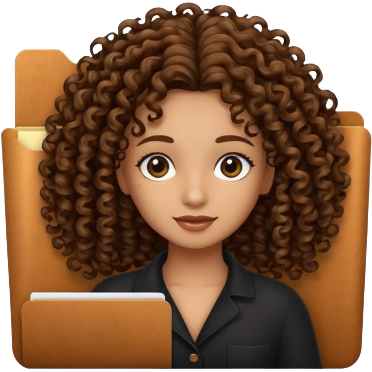 black transparent folder with a canela skin girl with curly hair logo  emoji
