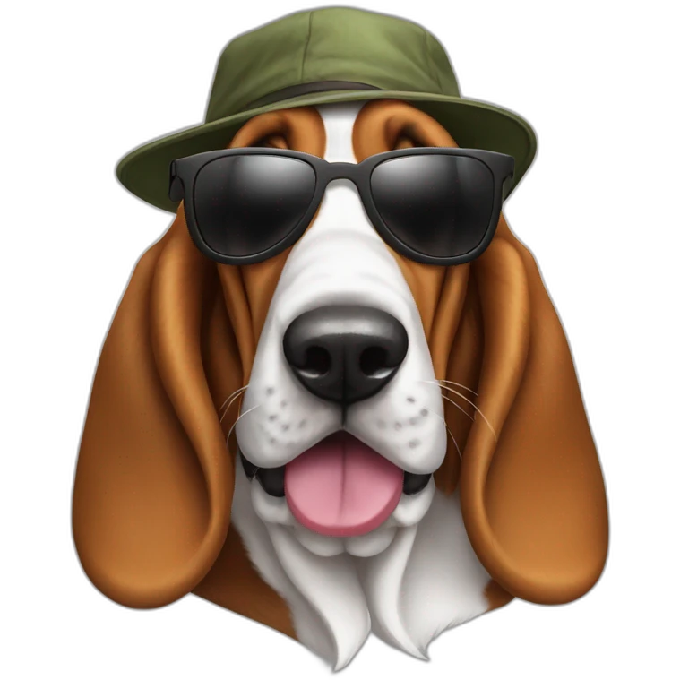basset hound with cap and sun glasses emoji