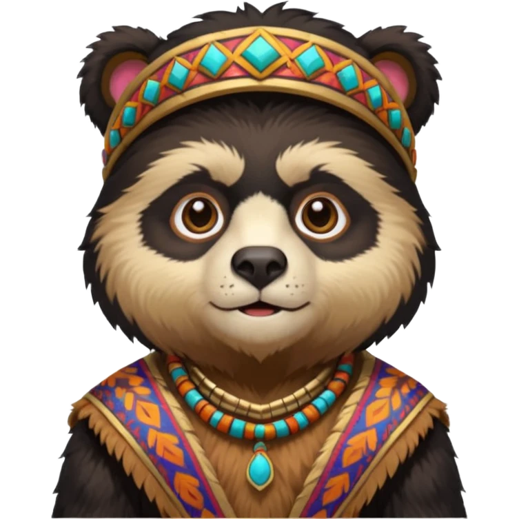 spectacled bear in Inca costume emoji
