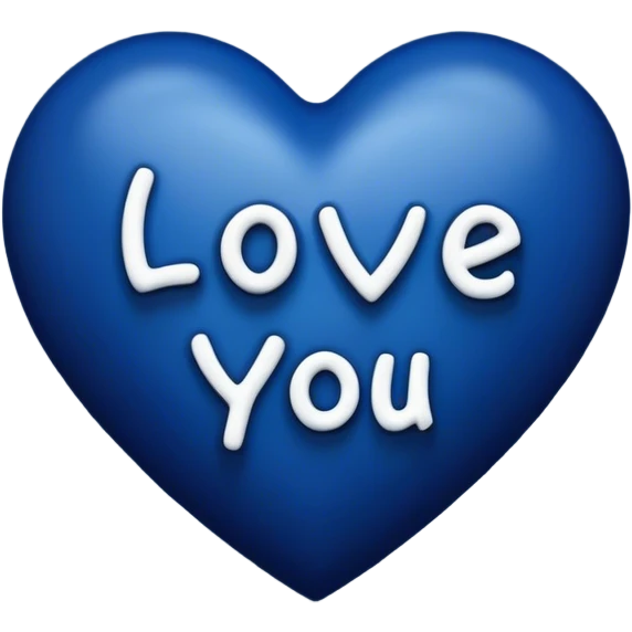 Dark Blue heart with the words Love You Ry in the middle  emoji