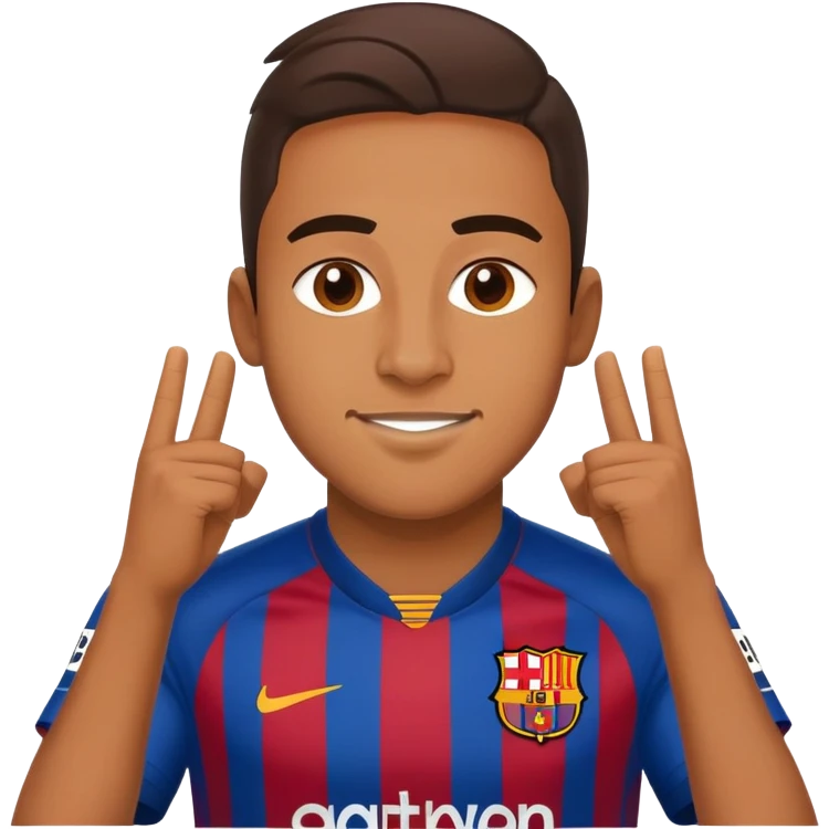 Lamine Yamal in Barcelona football kit, celebrating emoji