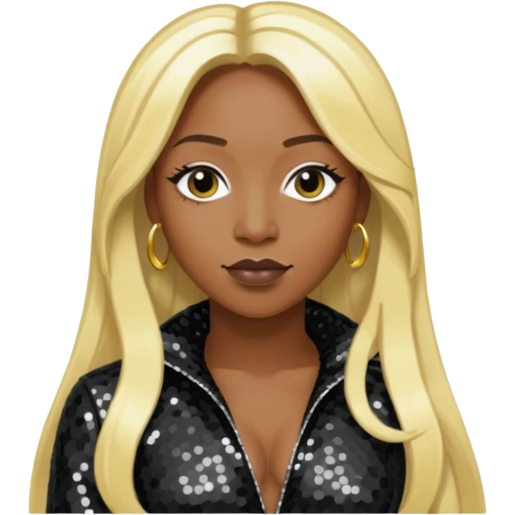 Lelee from SWV with long blonde hair, black sequin outfit emoji