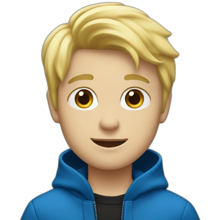 Blonde Boy Wearing Blue coat And Black T-shirt emoji