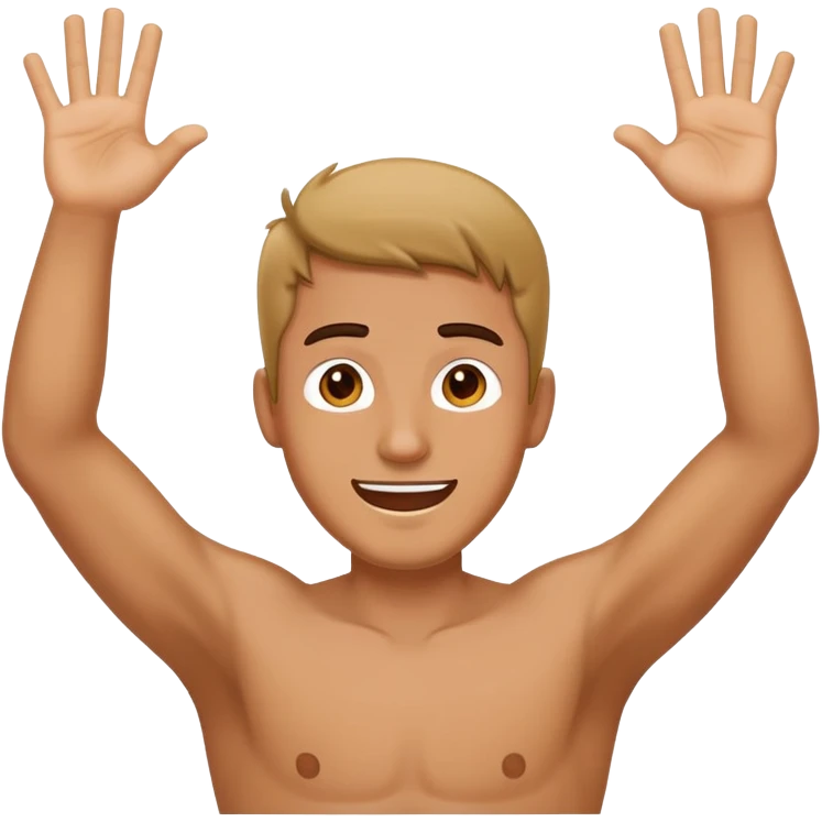 Guy celebrating with two hands up emoji