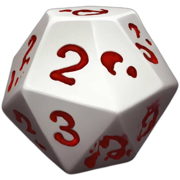 D20 dice with blood emoji