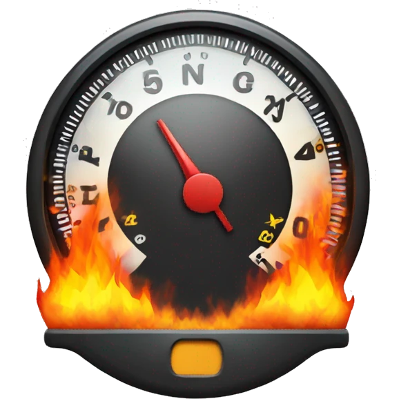 speedometer with fire emoji