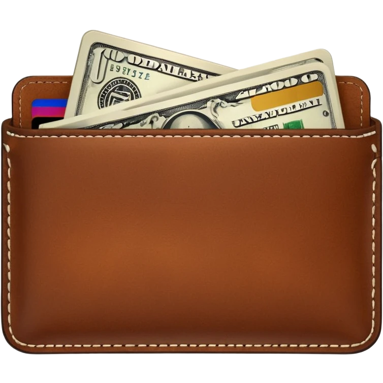 portefeuille marron avec billet et carte bancaire emoji