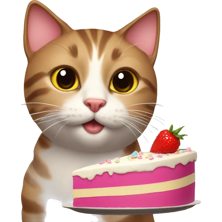 Cat with a cake emoji