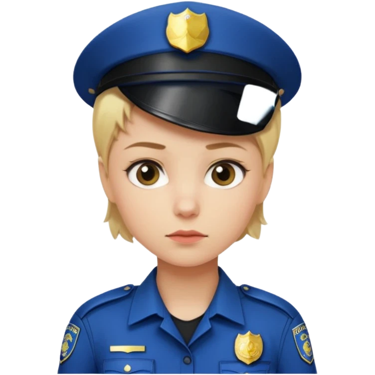 Young woman with short blonde hair, wearing police uniform emoji