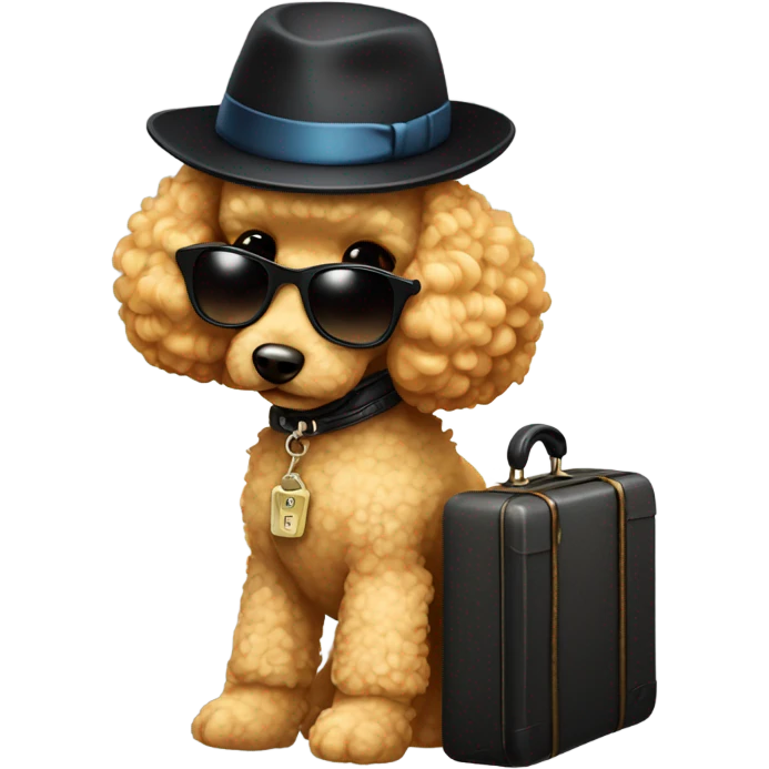 Gangster toy golden poodle traveling emoji