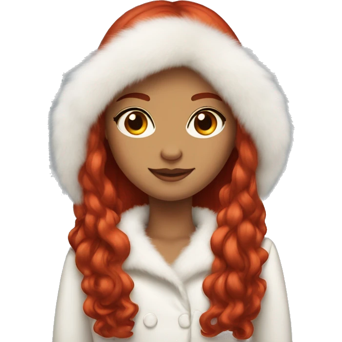 "A beautiful girl with long red hair, wearing a red dress and a white fur coat."






 emoji