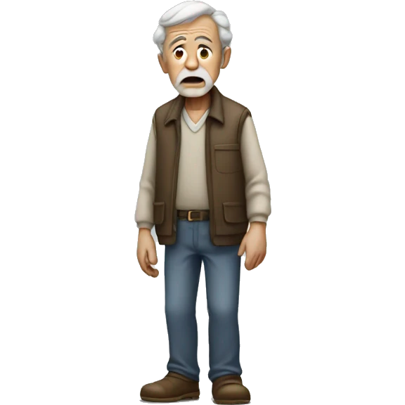 old man sad standing full body emoji