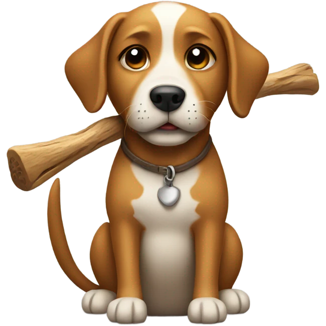 Dog holding a stick emoji