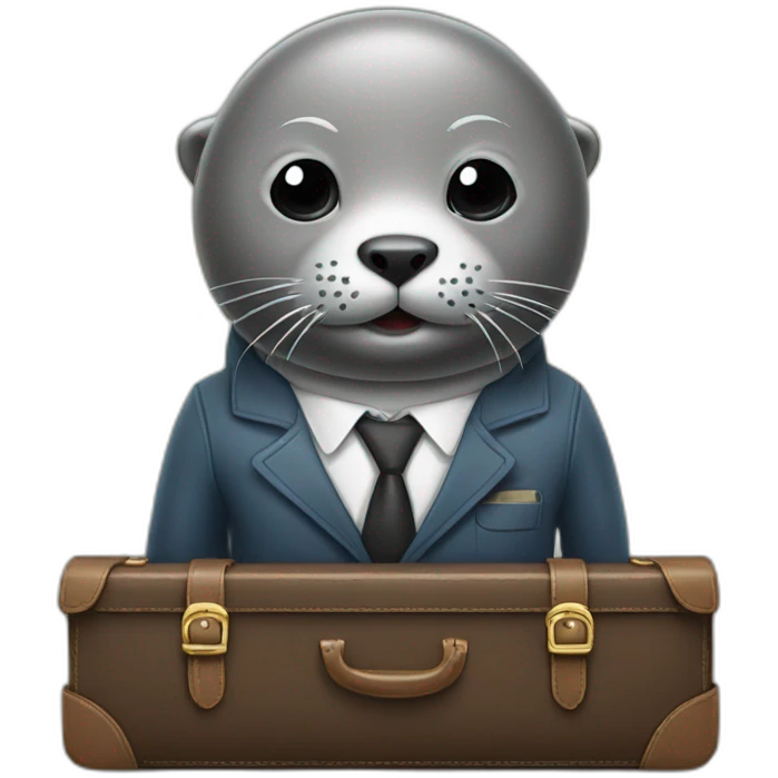 Seal in tie and with briefcase emoji