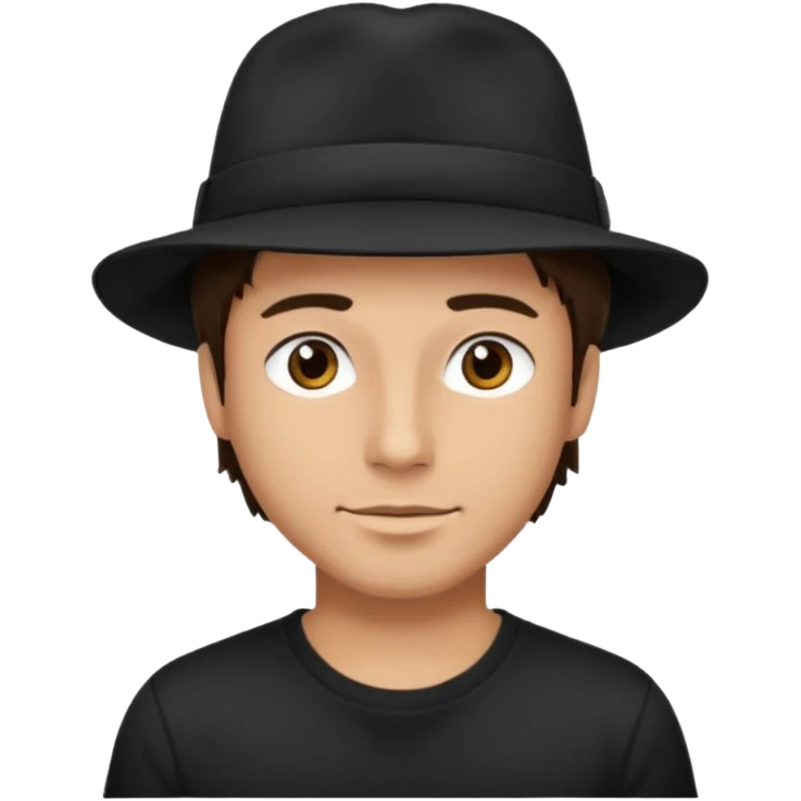 Male brunette movie producer black hat white tshirt  emoji