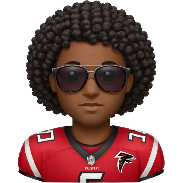 Black man with black sunglasses and curly hair in Atlanta falcons jersey emoji