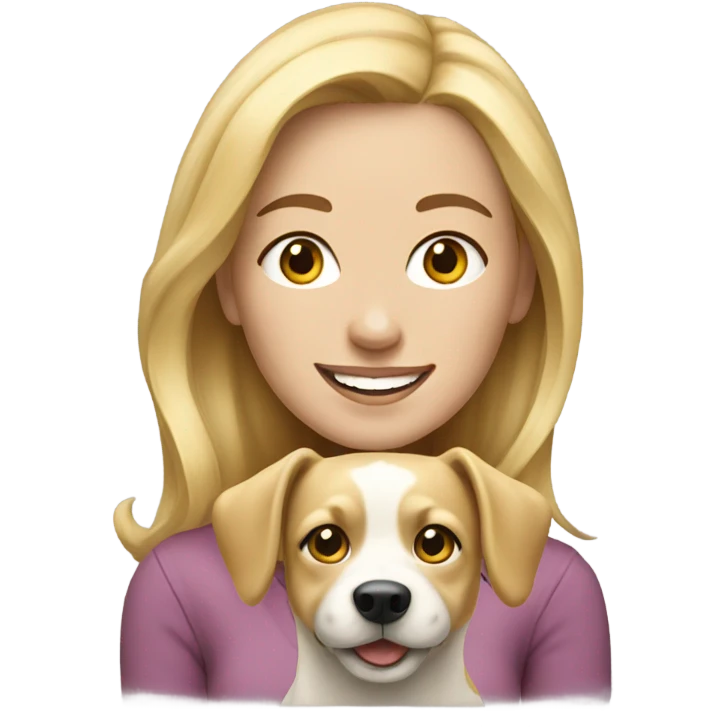 smiling woman blonde hairwith dog portrait emoji