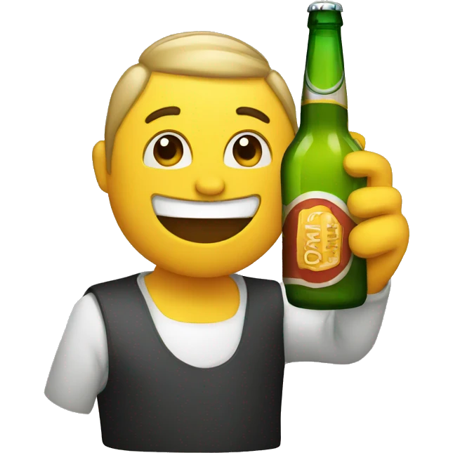 an emoji drinking a bottle of beer emoji