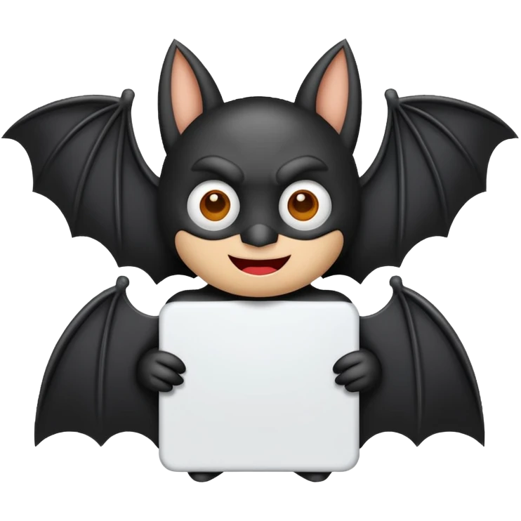 Black Bat holding large blank sign emoji