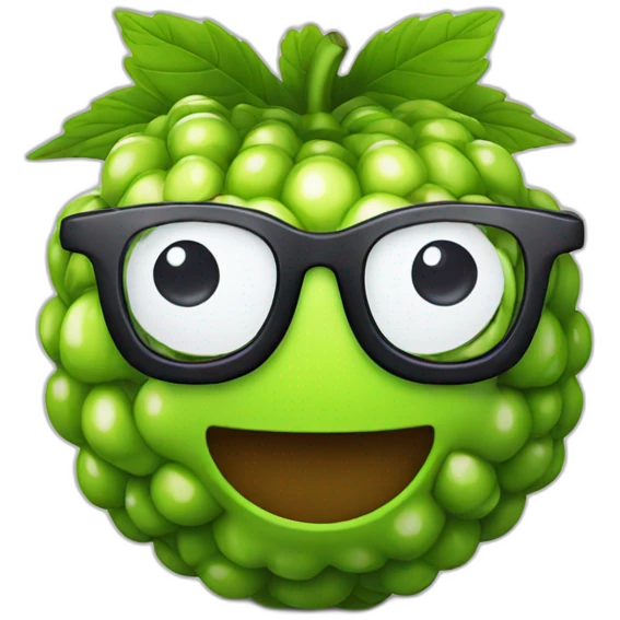 a smiling blackberry with glasses emoji