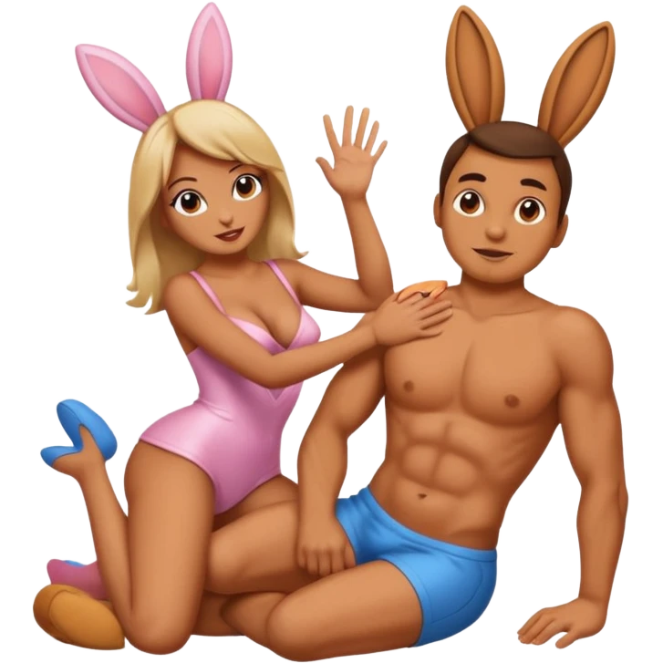 La chico dándole una nalgada a una chica play boy emoji