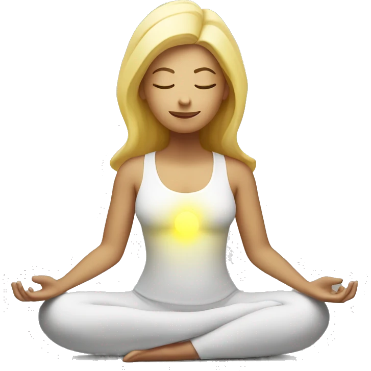 blonde woman meditating with aura glow emoji