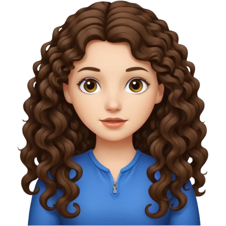 Brunette Long Curly white girl emoji