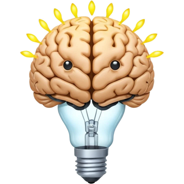 brain with a glowing lightbulb and no filter sign, representing uncensored AI emoji