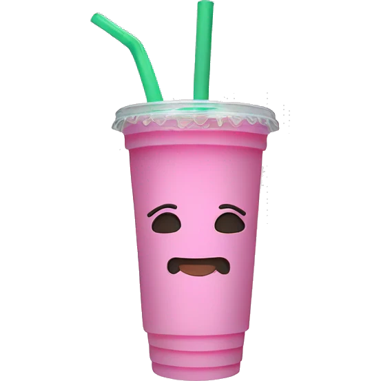 Pink boba tea plastic cup emoji