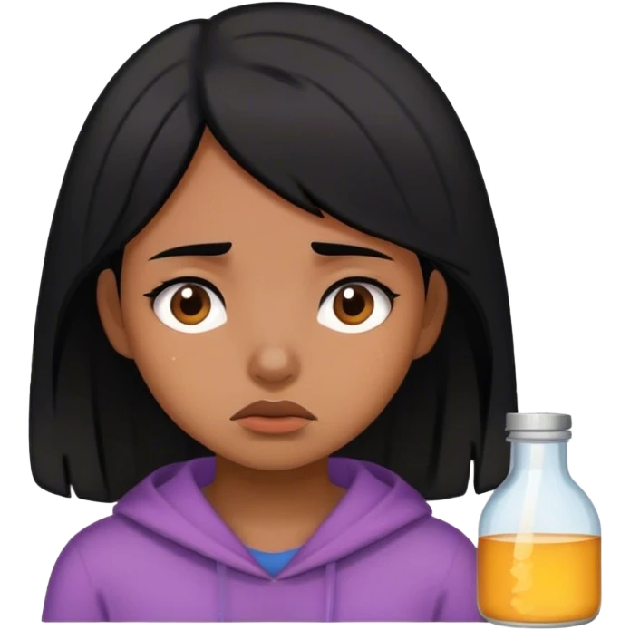 a black hair girl is tired of living alone emoji