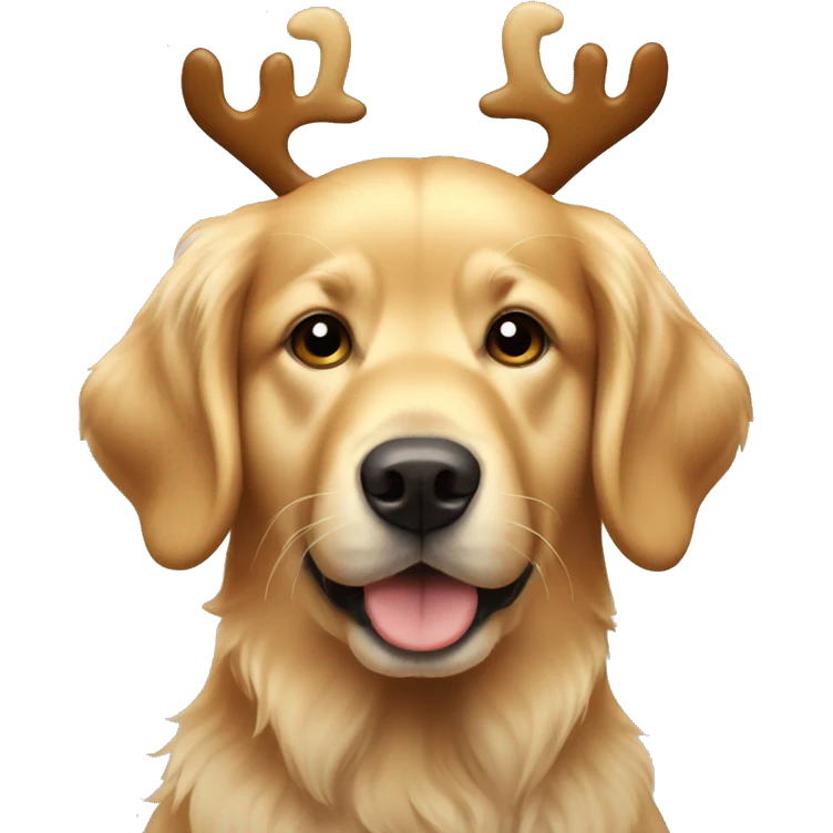 Golden retriever with reindeer headband emoji