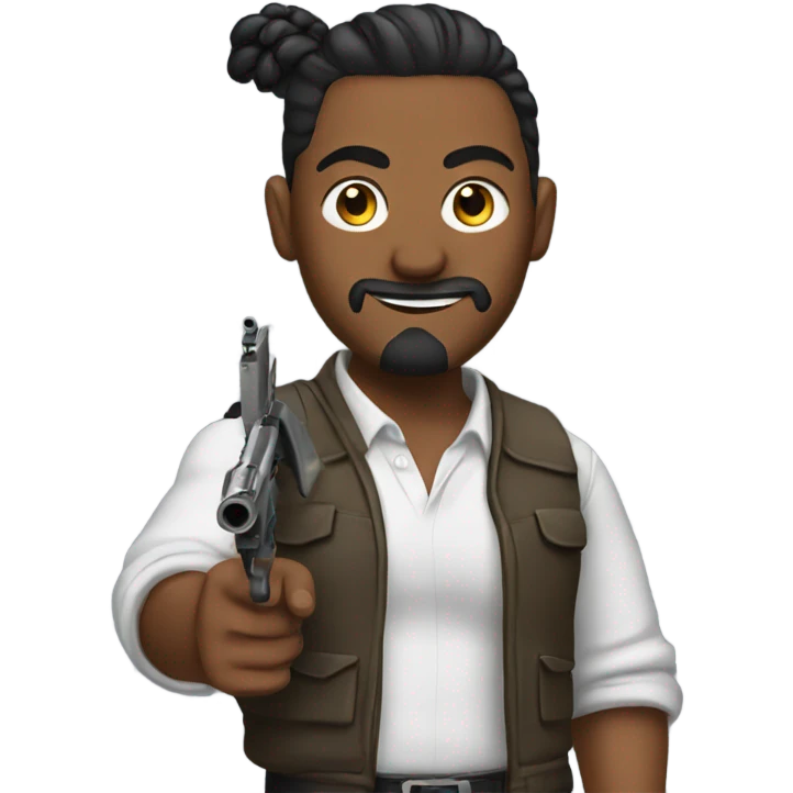 man with bun holding a gun emoji