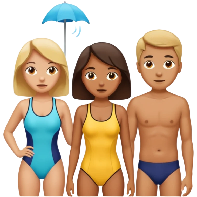 Create an emoji of 3 people feeling hot on the beach. emoji