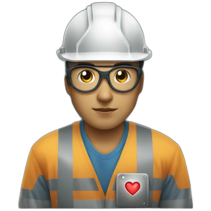 nuclear power plant workers with heart -shaped eyes emoji