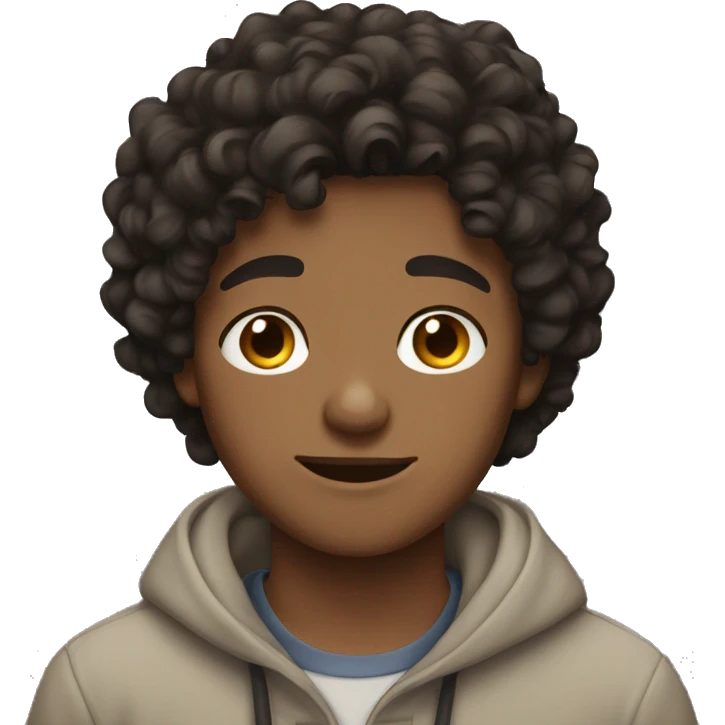 teen boy with dark brown curly hair emoji