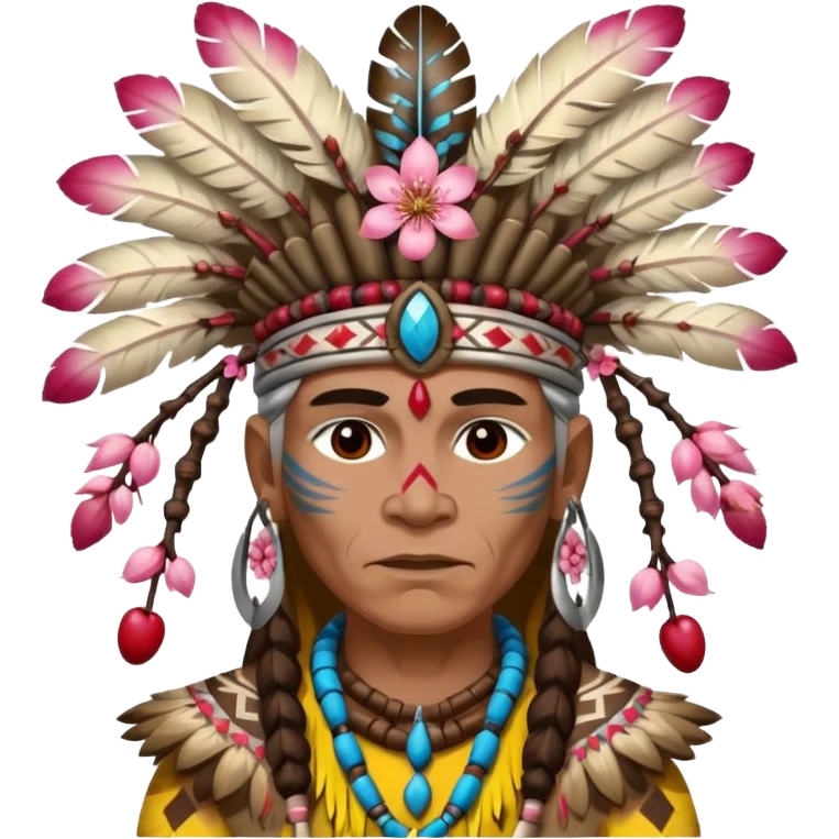 tribal shaman with cherry blossom emoji