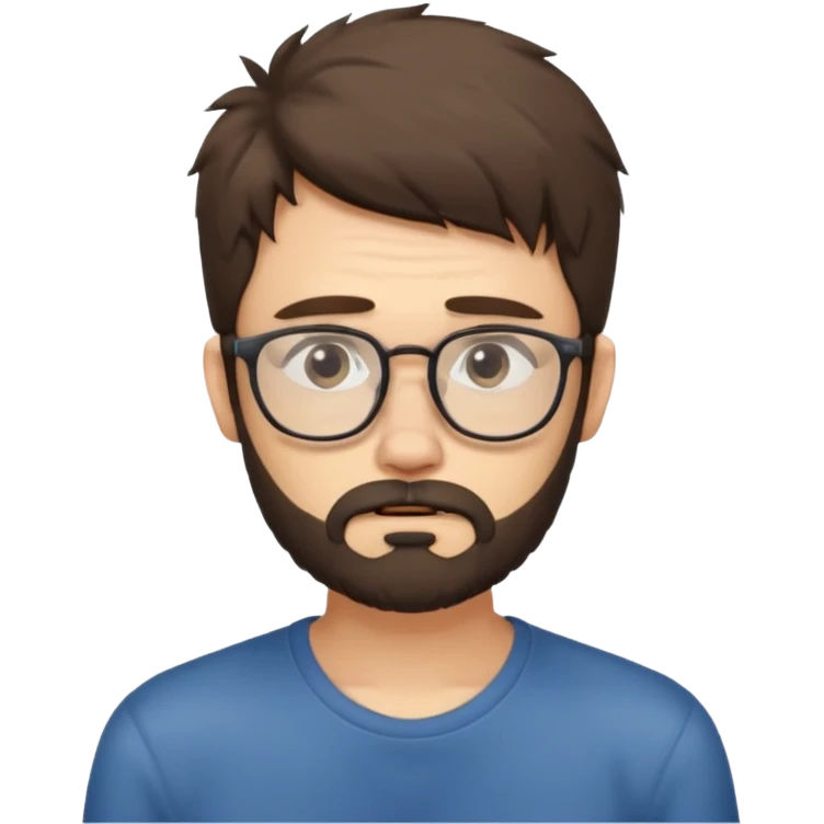 curly skinny guy with bear and glasses, poor with no money emoji
