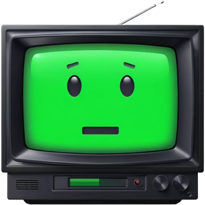 старый черный телевизор Sony с ярко зеленым пиксельным экраном  emoji
