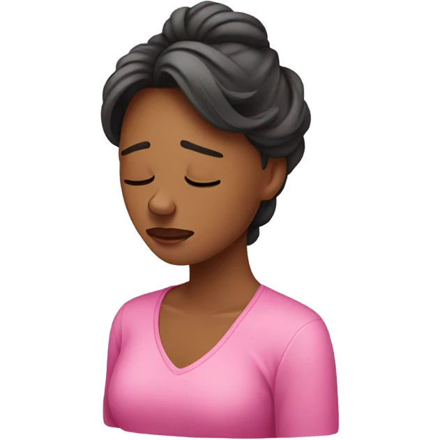 woman crying tears of sadness. pink shirt emoji