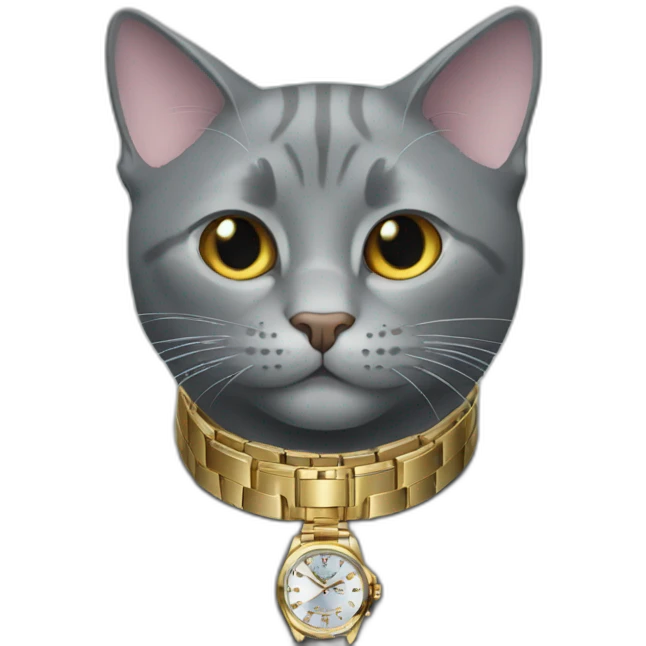 all gray cat with rolex watch emoji