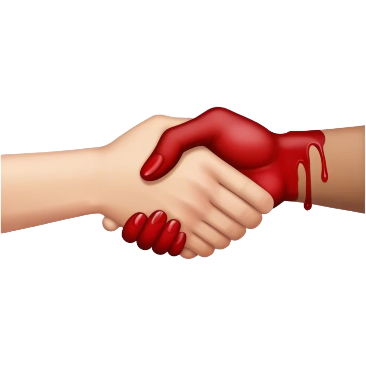 handshake with one hand in blood emoji