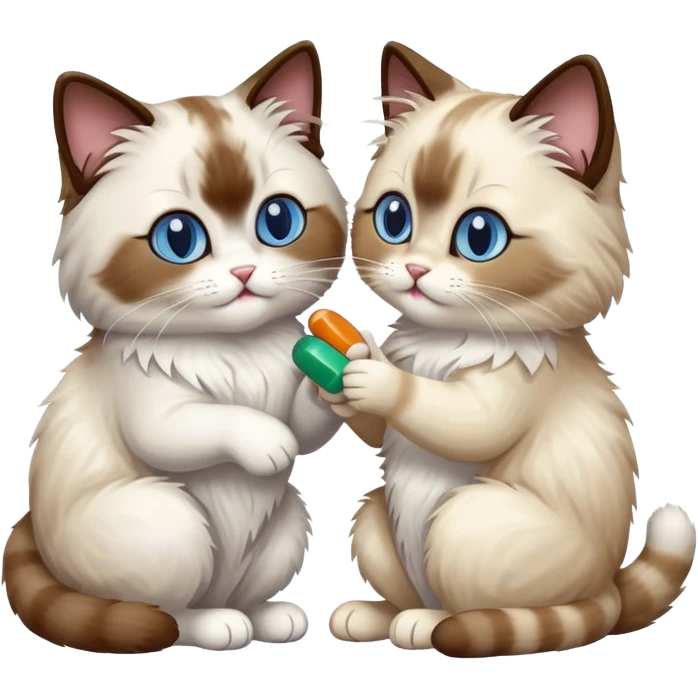 ragdoll cat goving pills to another cat emoji