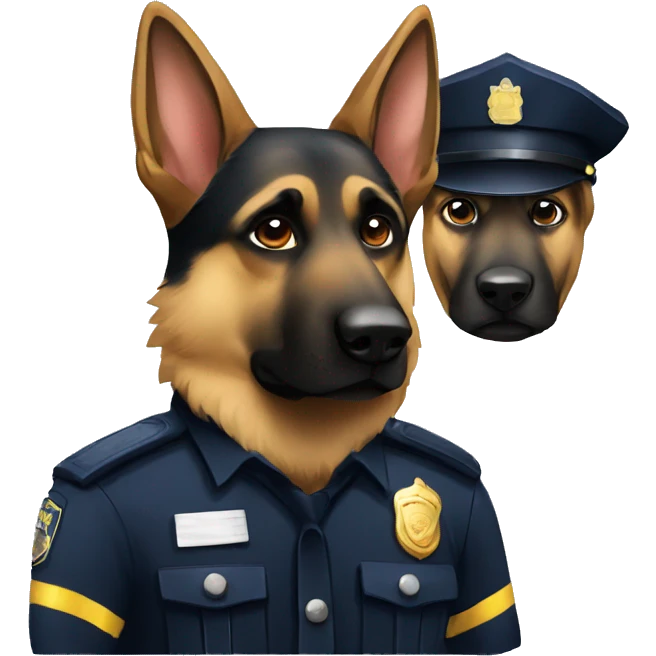 Sad German shepherd and police officer emoji
