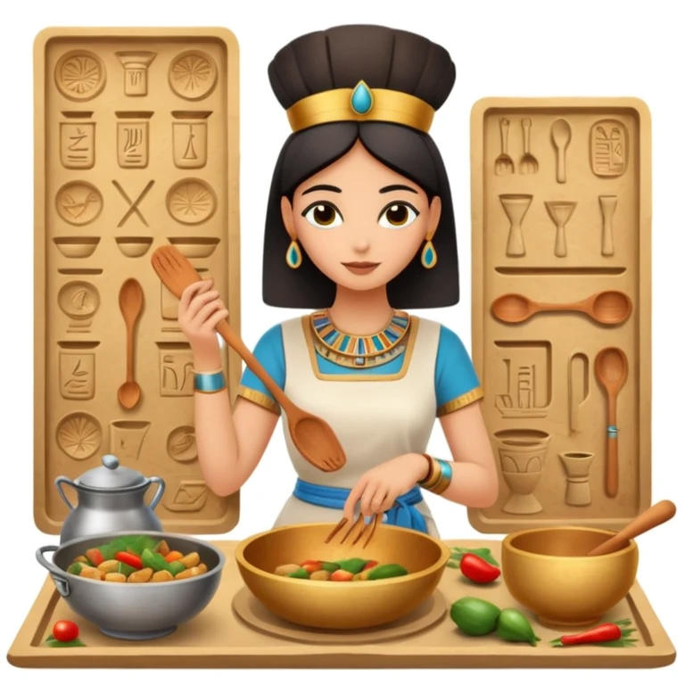 ancient Egyptian cooking scene in hieroglyphic style emoji